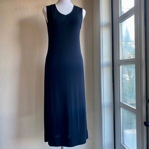 Vintage Y2K DKNY navy jersey slim sleeveless midi dress Size S